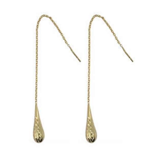 NWT-THREADER EARRING W/14K GOLD OVERLAY - Picture 3 of 4